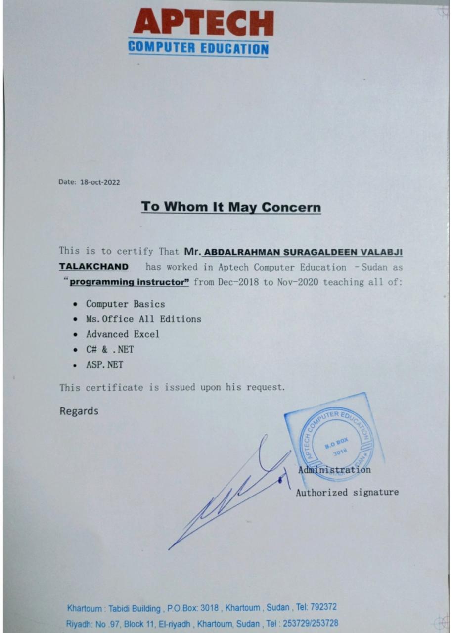 Programming Instructor Experience Certificate credential